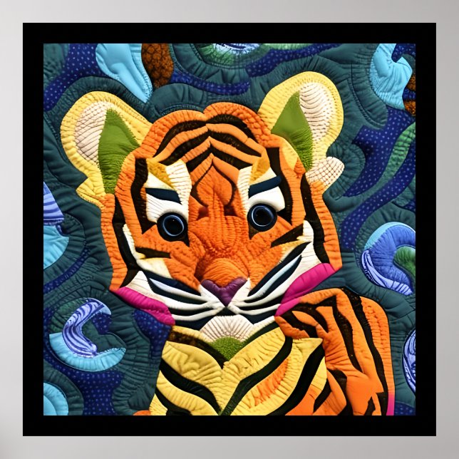 Kleiner Tiger Cub quilt like Design Poster (Vorne)