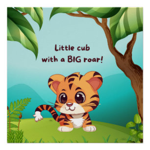 Kleiner Tiger, Großer Schrei Glänzendes Poster