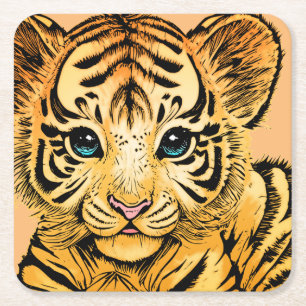 KLEINER TIGER RECHTECKIGER PAPPUNTERSETZER