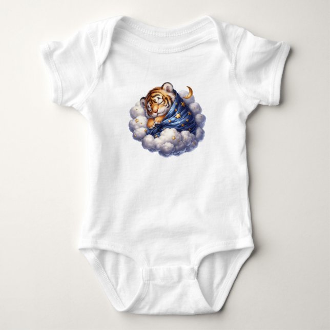 Kleiner Tiger schläft friedlich Baby Strampler (Vorderseite)