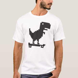 Kleiner TRex Dinosaurier mit Skateboard - Pixel Ar T-Shirt