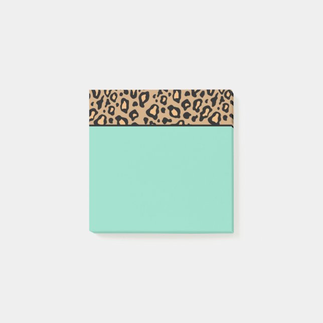 Kleiner türkisfarbener Leopard Post - Anmerkungen Post-it Klebezettel (Vorderseite)