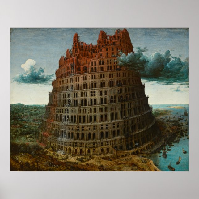 Kleiner Turm von Babel von Pieter Bruegel, dem Ält Poster (Vorne)