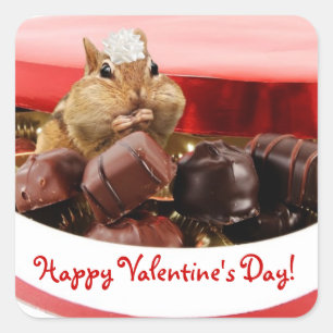 Kleiner ValentinsgrußChipmunk Quadratischer Aufkleber