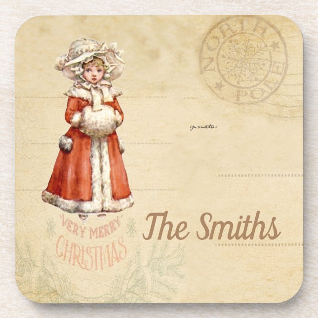 Kleiner Viktorianischer Caroler Custom Christmas Getränkeuntersetzer (Vorderseite)