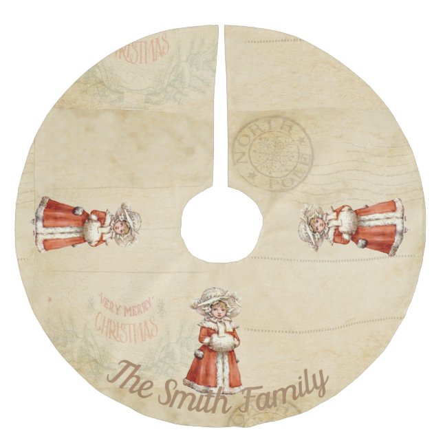 Kleiner Viktorianischer Caroler Custom Christmas Polyester Weihnachtsbaumdecke (Vorderseite)