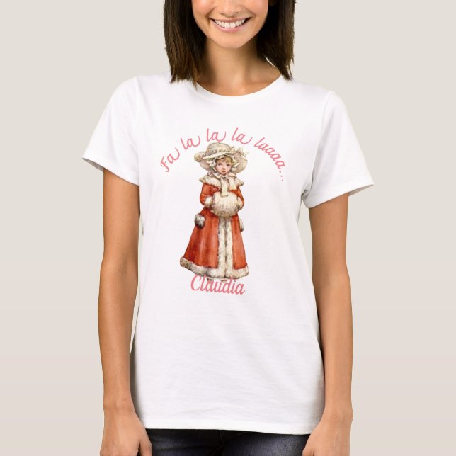 Kleiner Viktorianischer Caroler Custom Christmas T-Shirt (Vorderseite)
