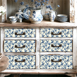Kleiner Vintager Delft Blue Birds Blumencocktail Seidenpapier