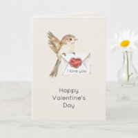 Kleiner Vogel, ich liebe dich, rotes Herz Valentin