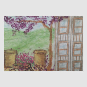 Kleiner Wagen mit Blüten Seidenpapier