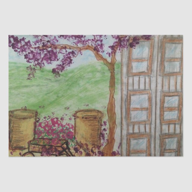 Kleiner Wagen mit Blüten Seidenpapier (Vorderseite)