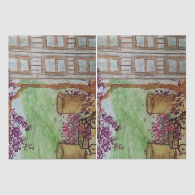 Kleiner Wagen mit Blüten Seidenpapier (Vorderseite)