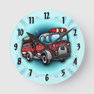 Kleiner Wasser-Feuerwehr-Feuerwehrmann Runde Wanduhr