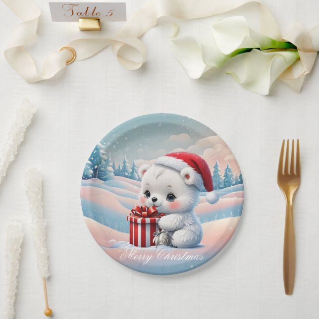 Kleiner Weihnachtsbär Pappteller (Hochzeit)