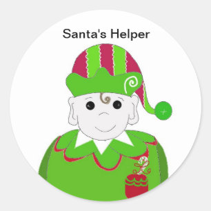 Kleiner Weihnachtself Runder Aufkleber