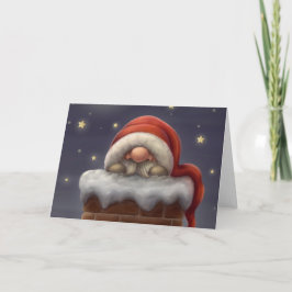 Kleiner Weihnachtsmann im Kamin Feiertagskarte