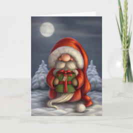 Kleiner Weihnachtsmann mit Geschenk Feiertagskarte