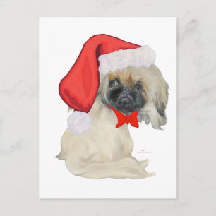 Kleiner Weihnachtsmann Pekingese Feiertagspostkarte