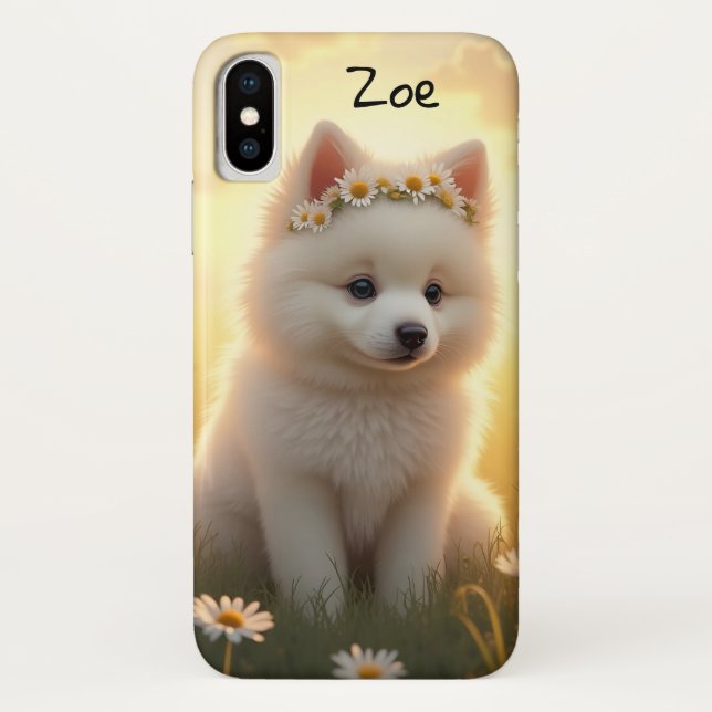 Kleiner, weißer Spitz-Welpe Case-Mate iPhone Hülle (Rückseite)