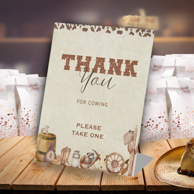 Kleiner Western Cowboy Baby Dusche Danke schön Sockelschild (Von Creator hochgeladen)