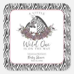 Kleiner Wilder Einer Zebra-Safari-Baby-Party Danke Quadratischer Aufkleber