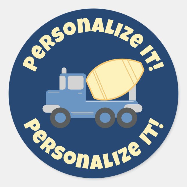 Kleiner Zement-LKW Runder Aufkleber (Vorderseite)