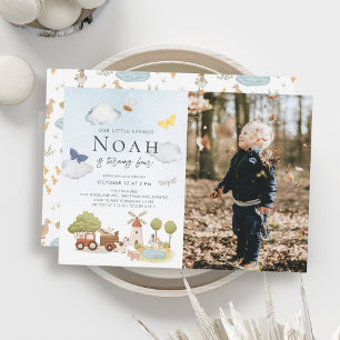 Kleinere Bauer Landtiere Kindergeburtstag Foto Einladung