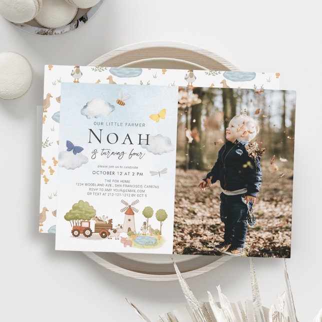 Kleinere Bauer Landtiere Kindergeburtstag Foto Einladung (Von Creator hochgeladen)