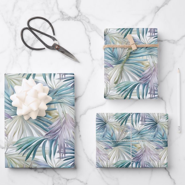 Kleinere Druckpasten aus Palmblättern Gemustert Geschenkpapier Set (Vorderseite)