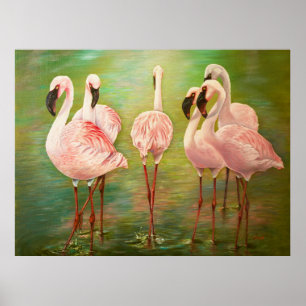 Kleinere Flamingos malen Kunst Poster