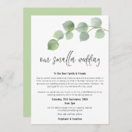 Kleinere Hochzeitssenkung Moderne Schrift Eukalypt Ankündigung