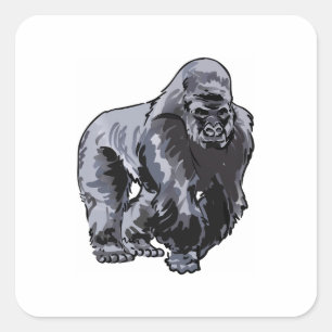 KLEINERE SILVERBACK GORILLA QUADRATISCHER AUFKLEBER