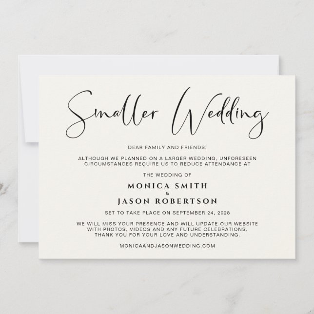 Kleinere überdimensionierte Hochzeitswechsel Ankündigung (Vorderseite)