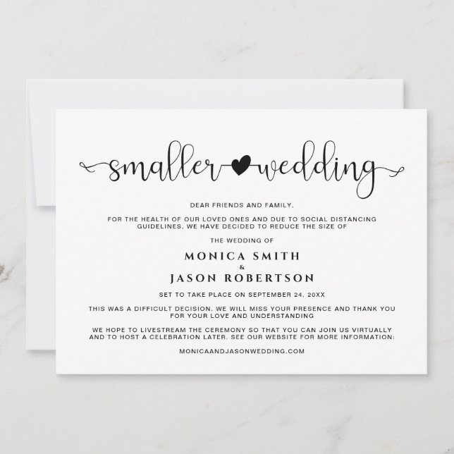 Kleinere überdimensionierte Hochzeitswechsel - Her Ankündigung (Vorderseite)