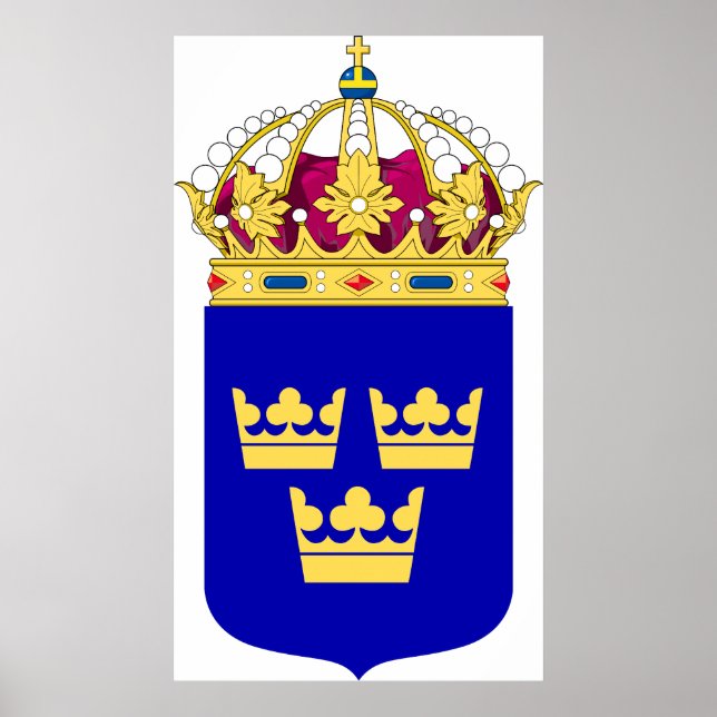 Kleinere Wappen - Schweden - Logo für Offizielle S Poster (Vorne)