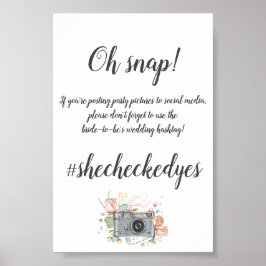 Kleineres Hochzeithashtag-Brautparty Poster