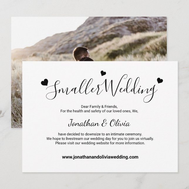 Kleineres Hochzeitsszenario - Schwarz-Weiß-Foto Ankündigung (Vorne/Hinten)