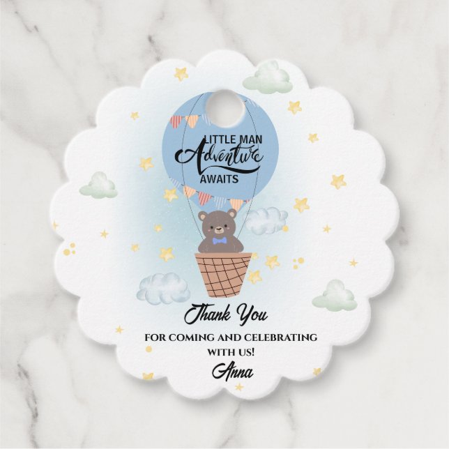 Kleines Abenteuer erwartet Bärendusche Geschenkanhänger (Vorderseite)