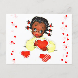 Kleines afroamerikanisches Mädchen Vintage Valenti Postkarte