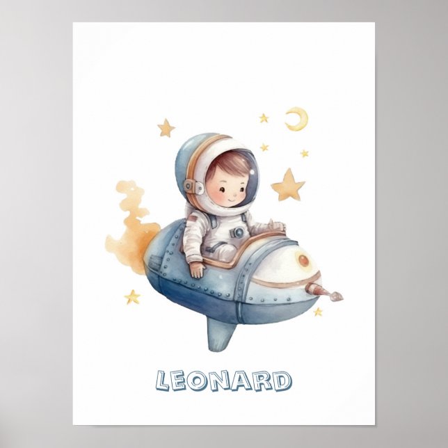 Kleines Astronautenflugzeug anpassbar Poster (Vorne)