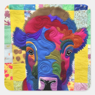Kleines Baby Bison quilt wie Design Quadratischer Aufkleber