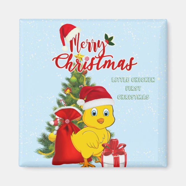 Kleines Baby Chicken Weihnachten Magnet (Vorne)