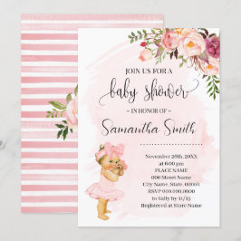 Kleines Baby Girl Pink Blume Kinderdusche Einladung