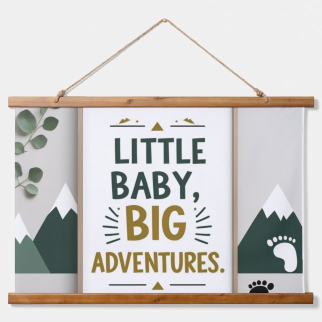 Kleines Baby groß Wandteppich Mit Holzrahmen (Vorne)