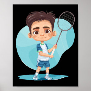 Kleines Badminton Player Shuttlespiel für Jungen Poster