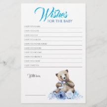 Kleines Bear Blue Floral Baby Shower Game