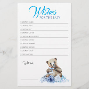 Kleines Bear Blue Floral Baby Shower Game