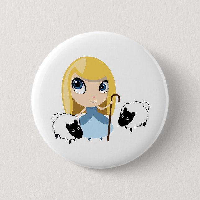 Kleines BO lugen und ihre Schafe Button (Vorderseite)