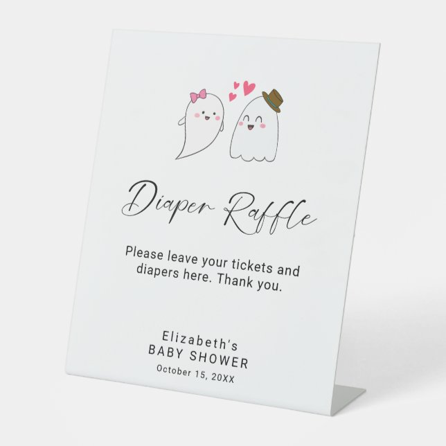 Kleines Boo Baby Duschdusche Windeln Raffle Schild (Vorderseite)