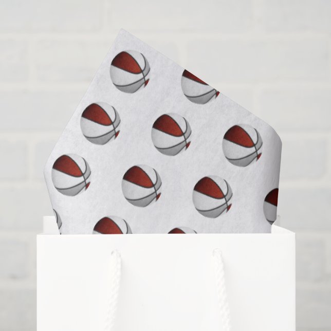 kleines bordeaux-graues Basketball-Muster Seidenpapier (Geschenktüte)